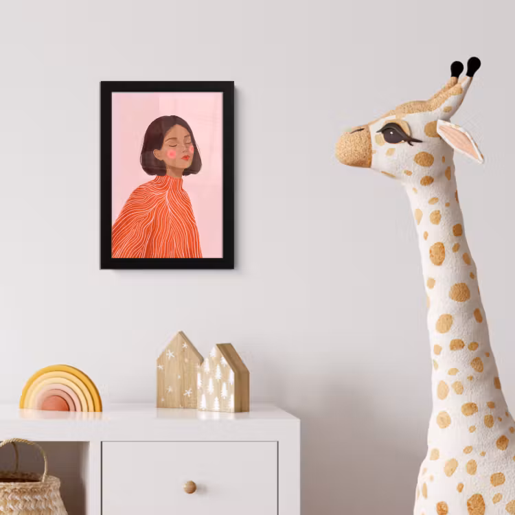Poster met lijst - Vrouw - Portret - Modern - Kunst - Roze — 5