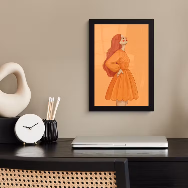 Poster met lijst - Vrouw - Profiel - Mensen - Modern - Oranje — 3