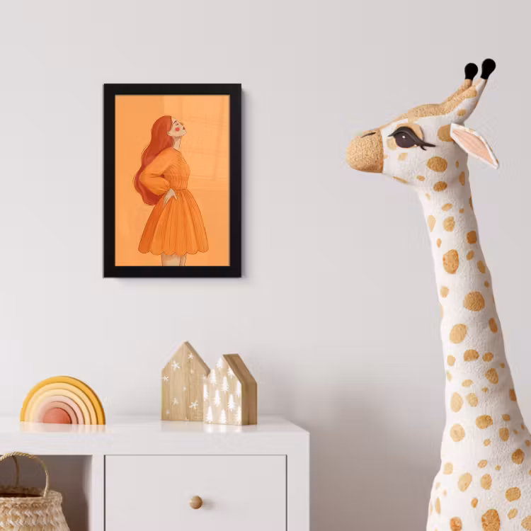 Poster met lijst - Vrouw - Profiel - Mensen - Modern - Oranje — 5