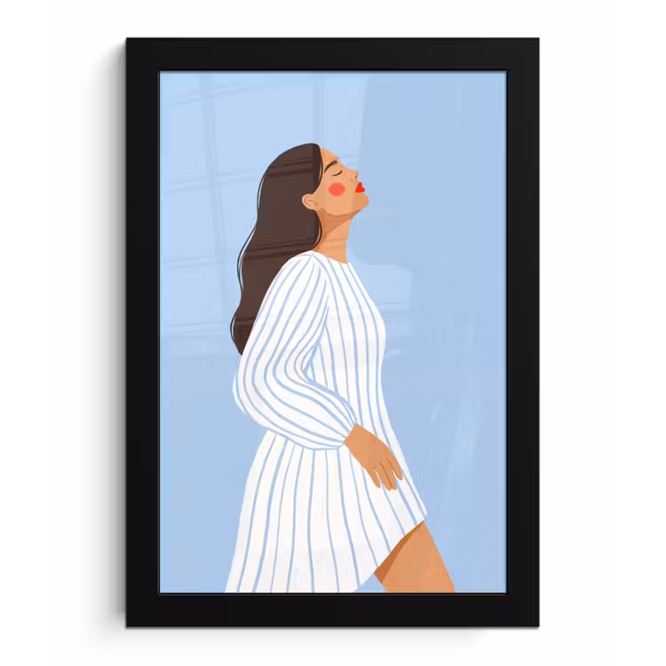 Poster met lijst - Vrouw - Profiel - Rust - Modern - Illustratie — 1