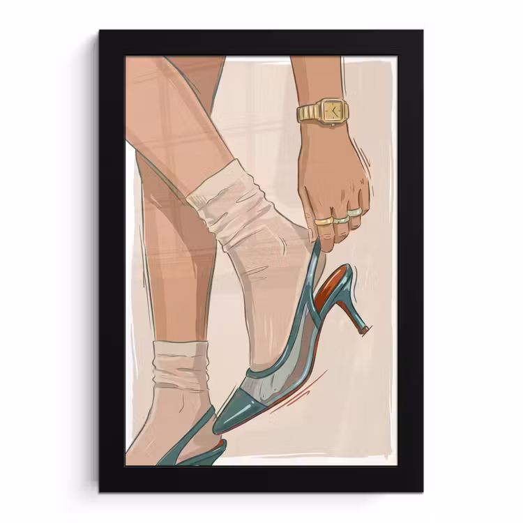 Poster met lijst - Vrouw - Schoen - Mode - Lifestyle - Groen — 1