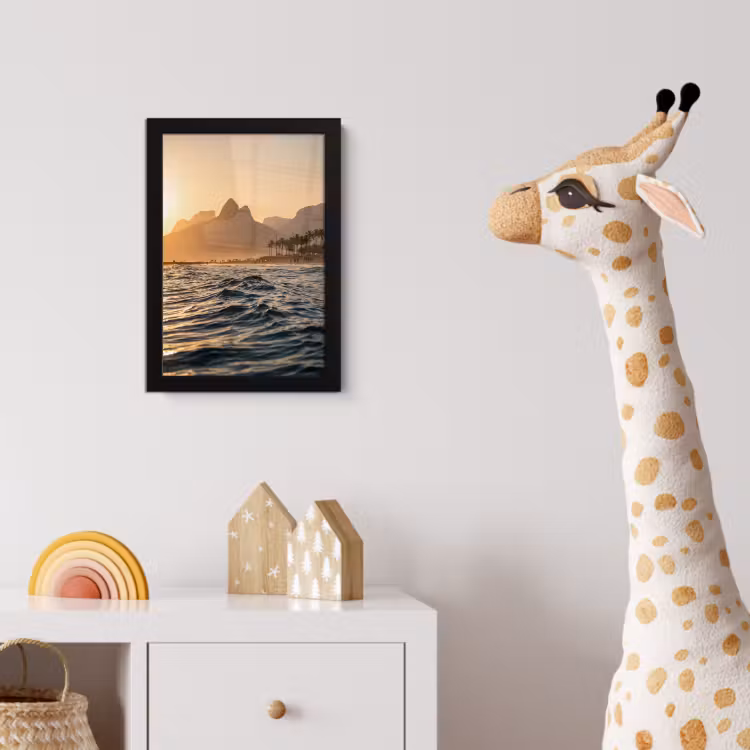 Poster met lijst - Zee - Golven - Zonsondergang - Kust - Goud — 5