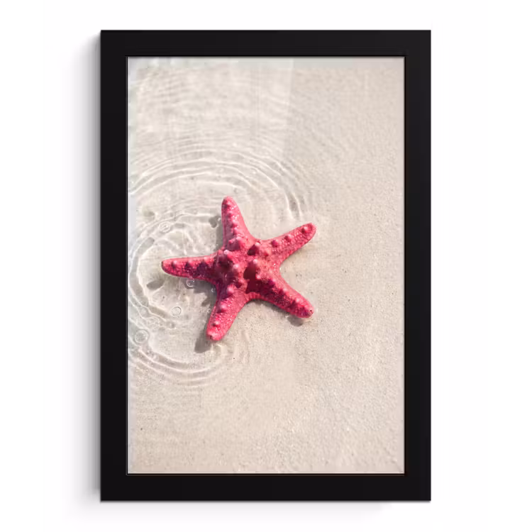 Poster met lijst - Zeeleven - Zeester - Strand - Roze - Water — 1