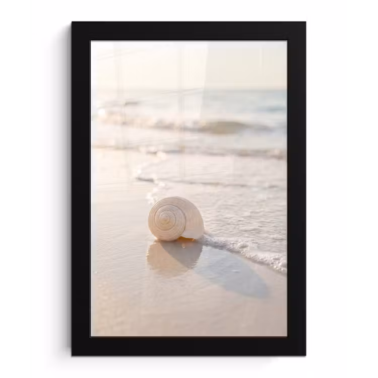 Poster met lijst - Zeeschelp - Strand - Zee - Natuur - Beige — 1