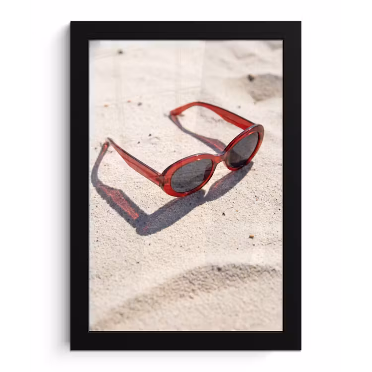 Poster met lijst - Zonnebril - Strand - Vakantie - Rood — 1