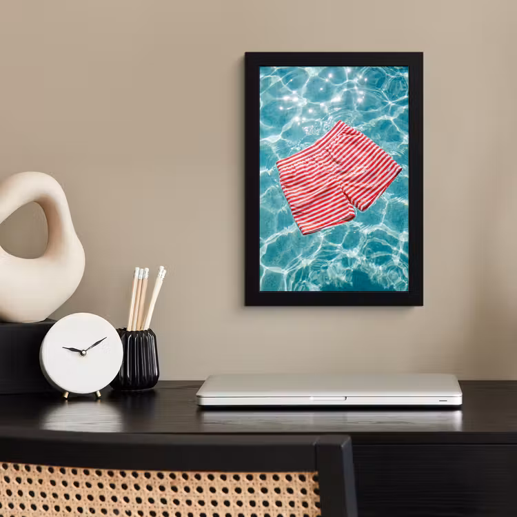Poster met lijst - Zwemkleding - Gestreept - Water - Zomer - Rood-wit — 3