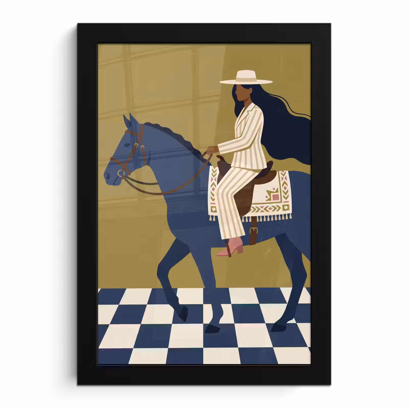 Poster met lijst - Vrouw - Paard - Rijden - Modern - Abstract — 1