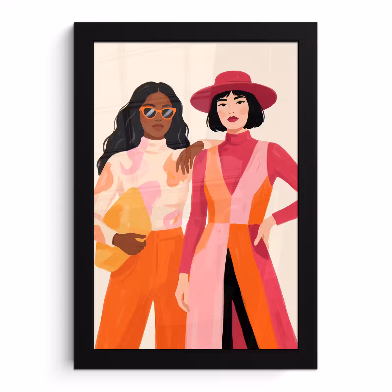 Poster met lijst - Vrouw - Twee - Mode - Abstract - Kleurrijk — 1