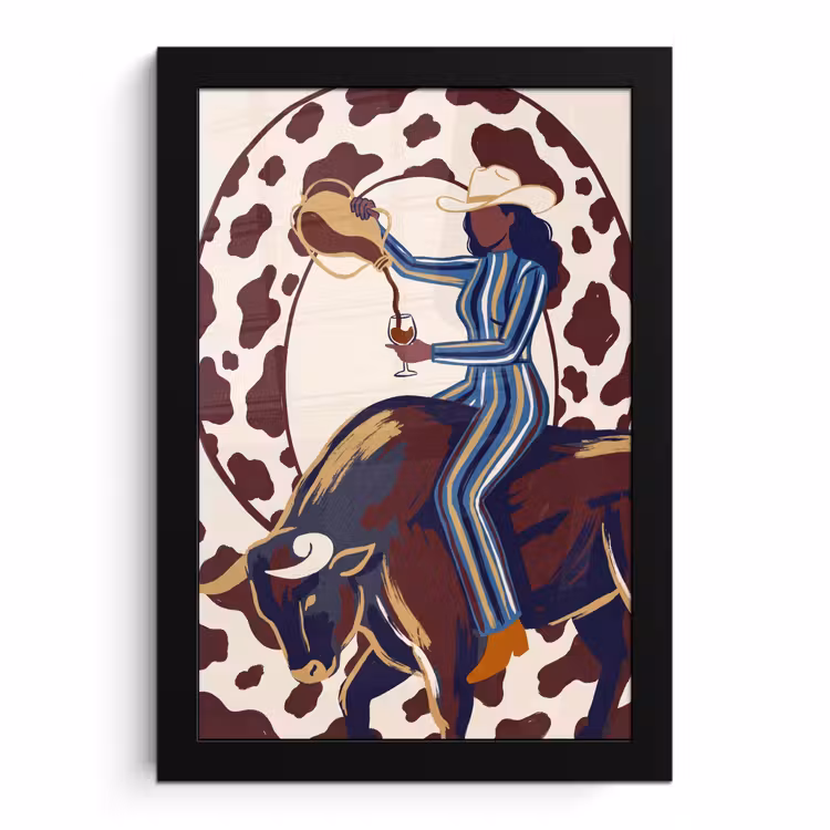 Poster met lijst - Mensen - Dieren - Cowboy - Abstract - Kleurrijk — 1