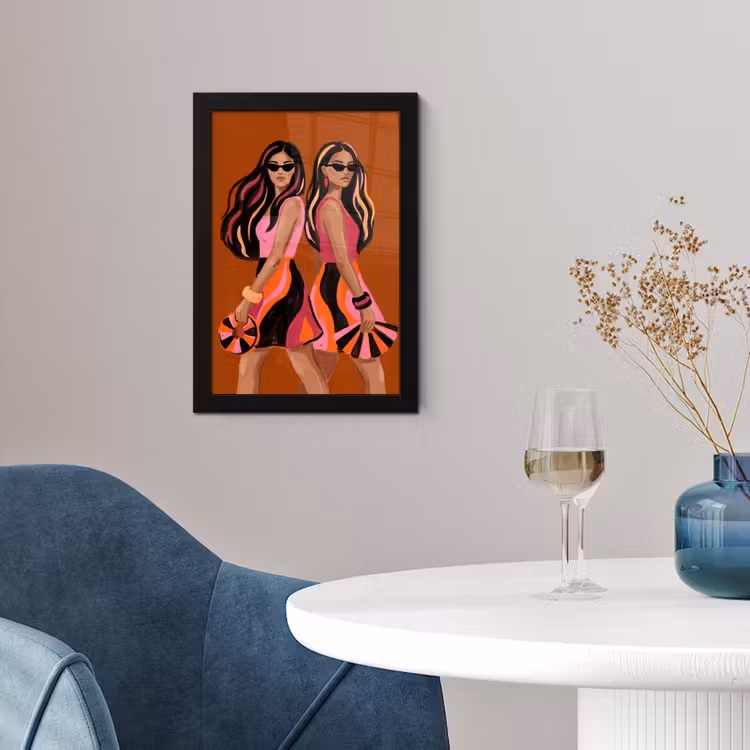 Poster met lijst - Mensen - Duo - Mode - Illustratie - Kleurrijk — 2