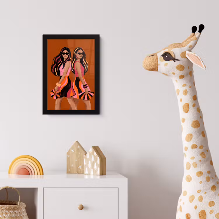 Poster met lijst - Mensen - Duo - Mode - Illustratie - Kleurrijk — 5