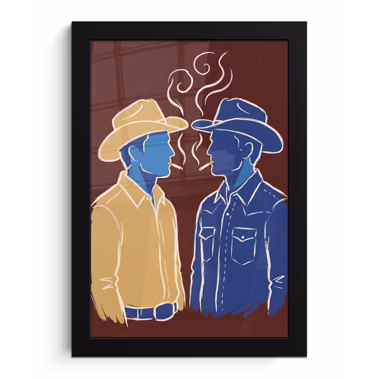 Poster met lijst - Mensen - Profiel - Sigaret - Abstract - Kunst — 1