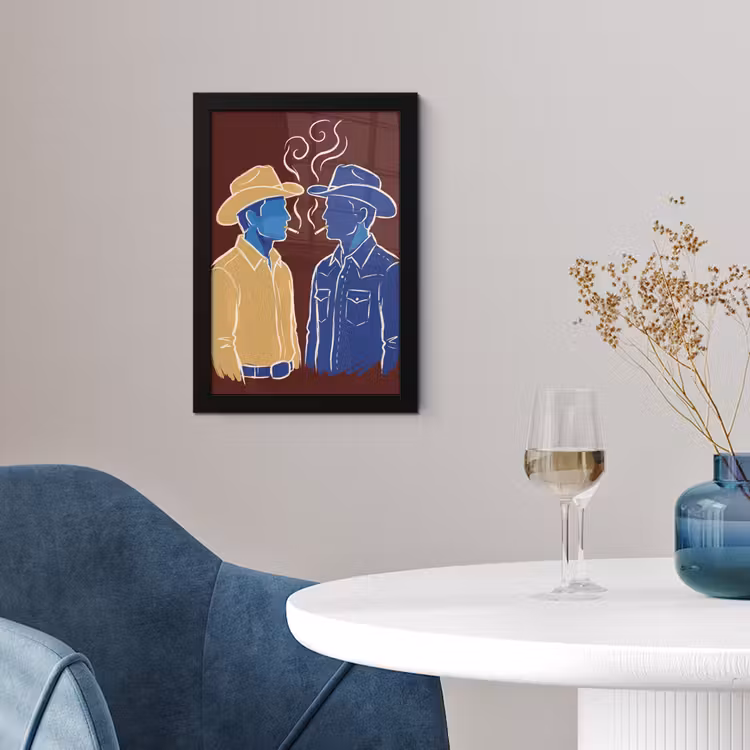 Poster met lijst - Mensen - Profiel - Sigaret - Abstract - Kunst — 2