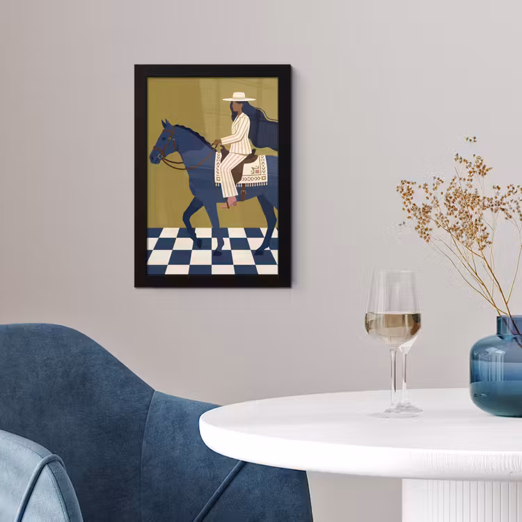 Poster met lijst - Vrouw - Paard - Rijden - Modern - Abstract — 2
