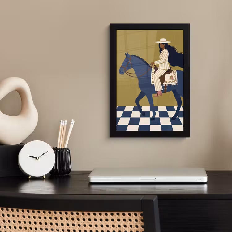 Poster met lijst - Vrouw - Paard - Rijden - Modern - Abstract — 3