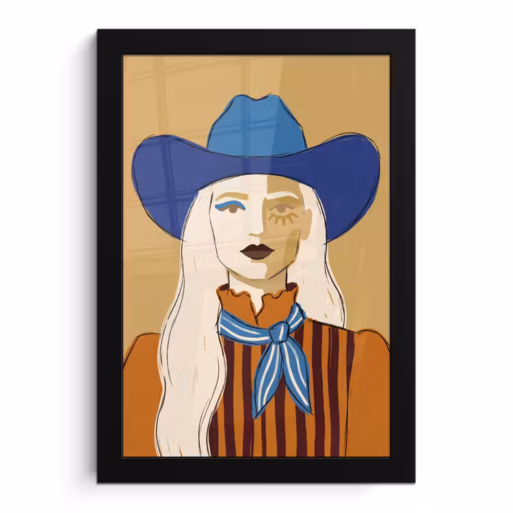 Poster met lijst - Vrouw - Portret - Abstract - Kleurrijk - Modern — 1