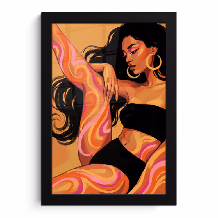 Poster met lijst - Vrouw - Portret - Abstract - Modern - Kleurrijk — 1