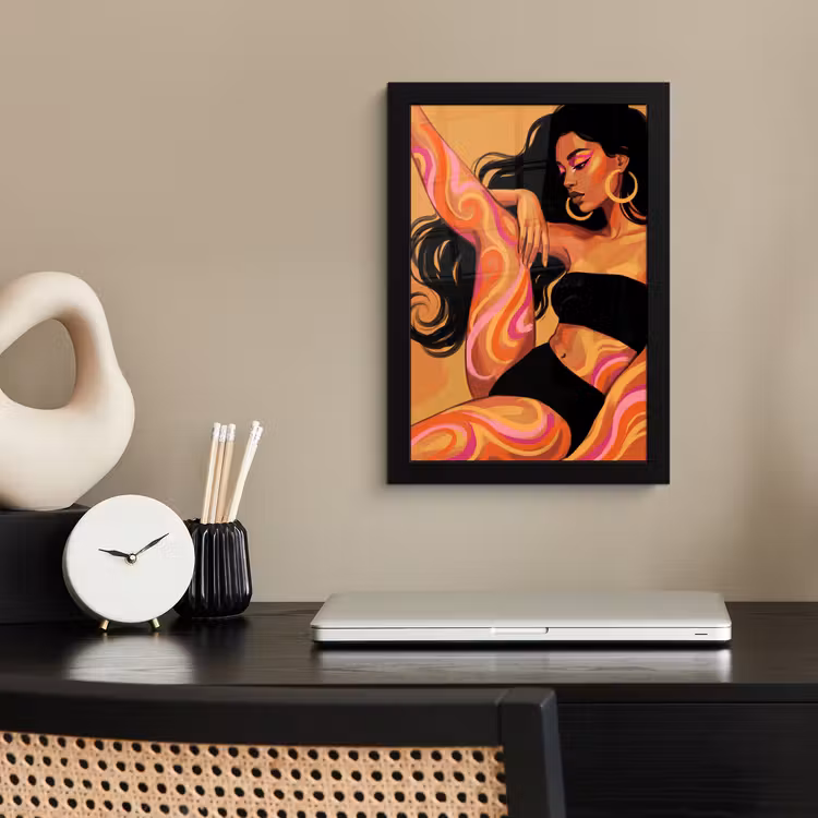 Poster met lijst - Vrouw - Portret - Abstract - Modern - Kleurrijk — 3