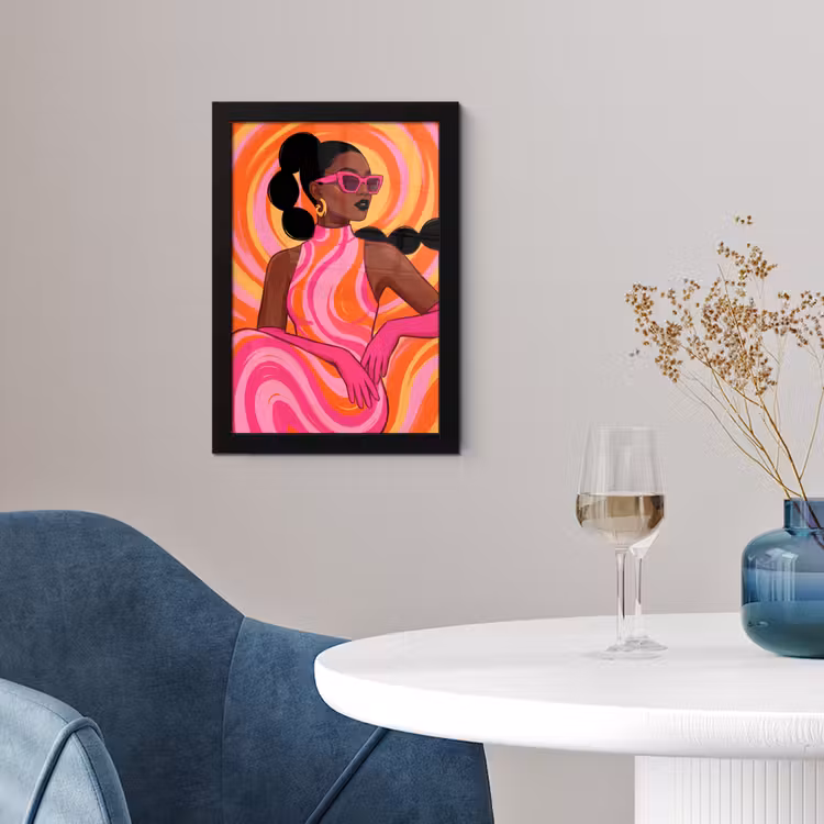 Poster met lijst - Vrouw - Portret - Kunst - Abstract - Roze — 2
