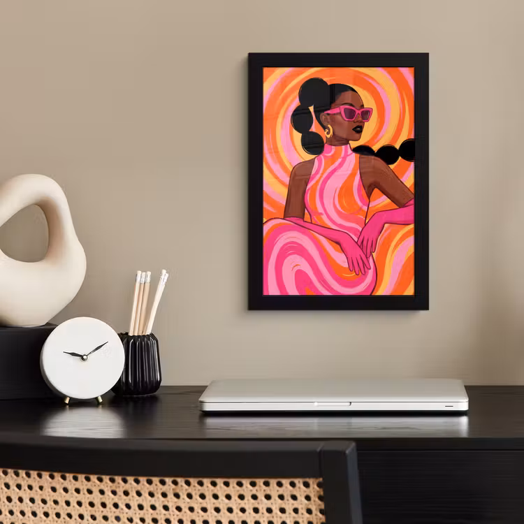 Poster met lijst - Vrouw - Portret - Kunst - Abstract - Roze — 3