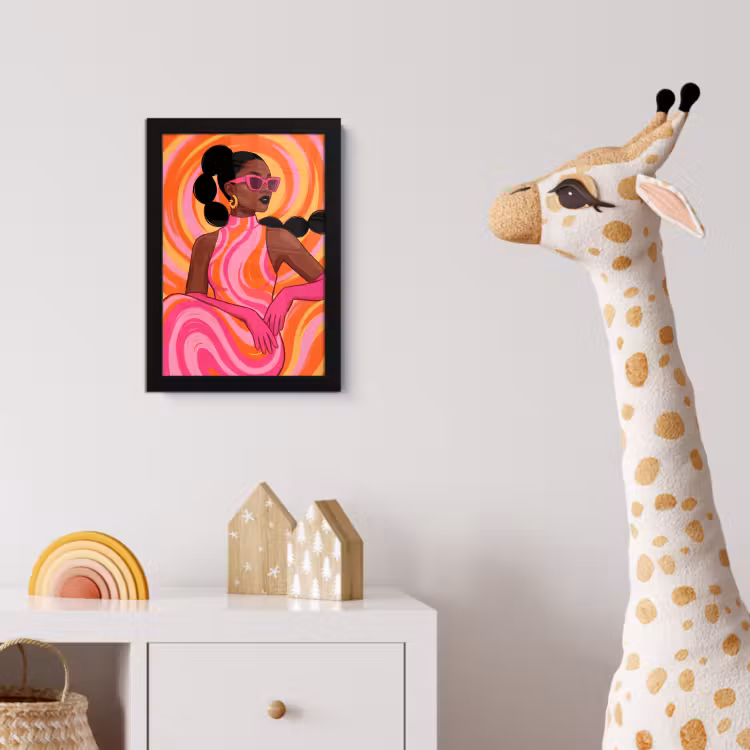 Poster met lijst - Vrouw - Portret - Kunst - Abstract - Roze — 5