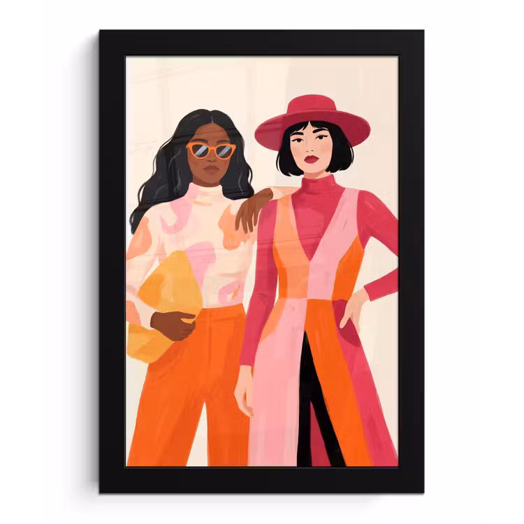 Poster met lijst - Vrouw - Twee - Mode - Abstract - Kleurrijk — 1