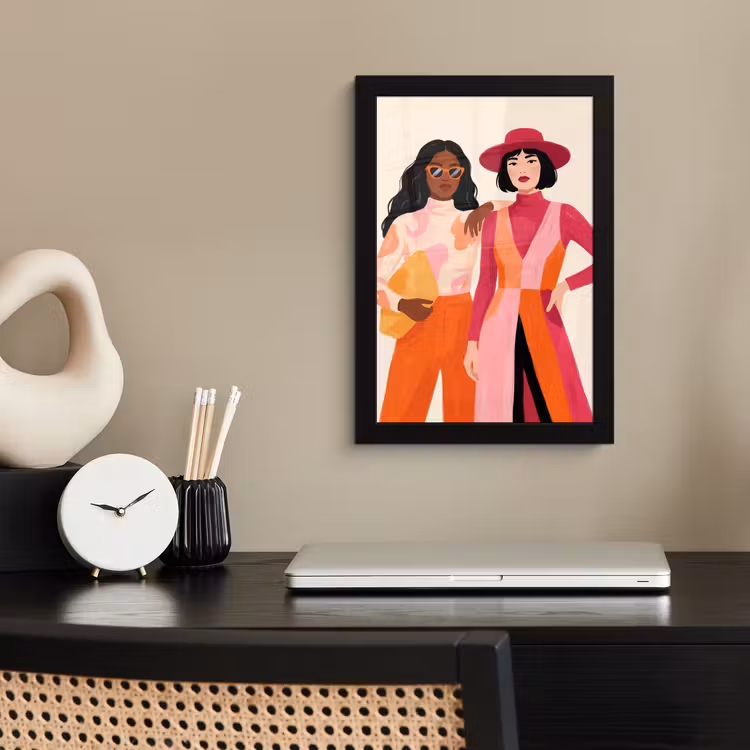 Poster met lijst - Vrouw - Twee - Mode - Abstract - Kleurrijk — 3