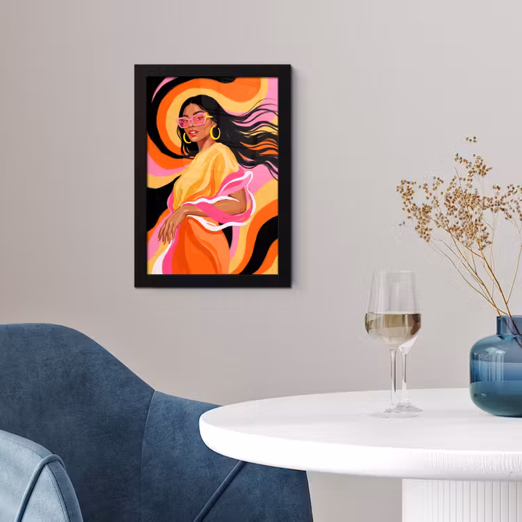 Poster met lijst - Vrouw - Zonnebril - Abstract - Kleurrijk — 2
