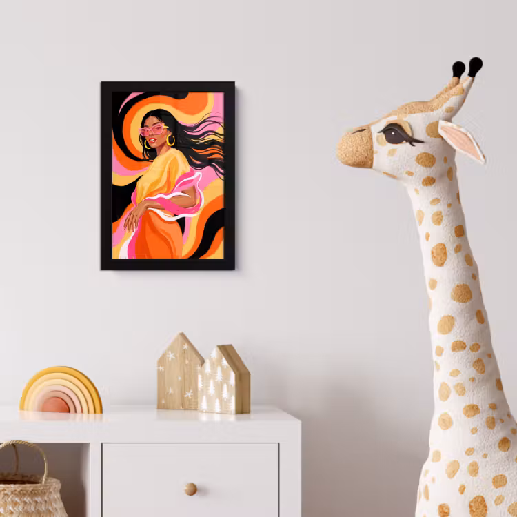 Poster met lijst - Vrouw - Zonnebril - Abstract - Kleurrijk — 5