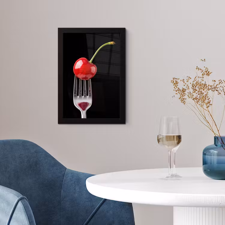 Poster met lijst - Rode kers - Vork — 2