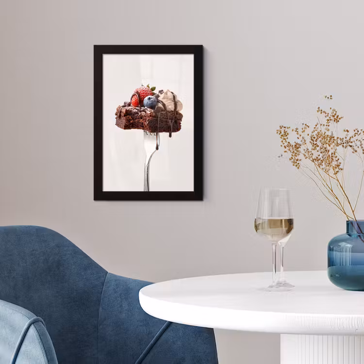 Poster met lijst - Vork - brownie - aardbei — 2