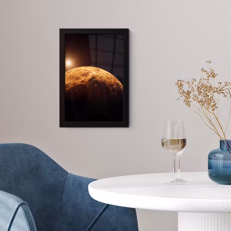 Poster met lijst - Planeet - Ruimte - Oranje — 2