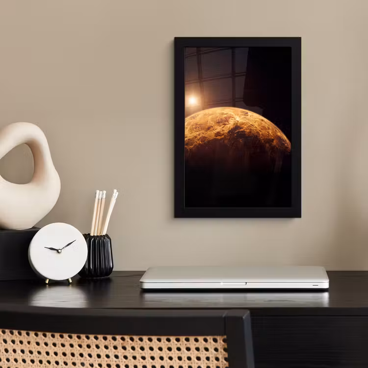 Poster met lijst - Planeet - Ruimte - Oranje — 3