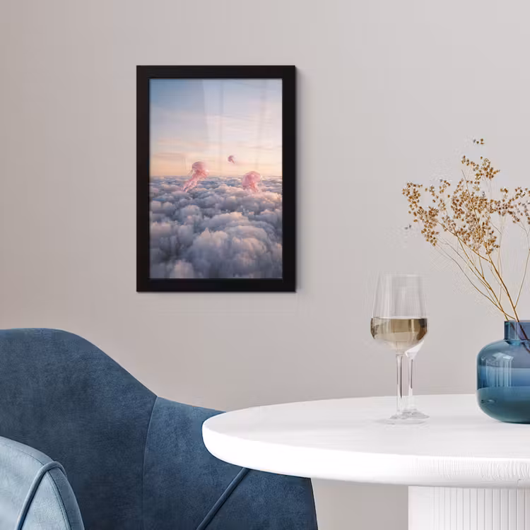 Poster met lijst - Roze dier - Wolken — 2
