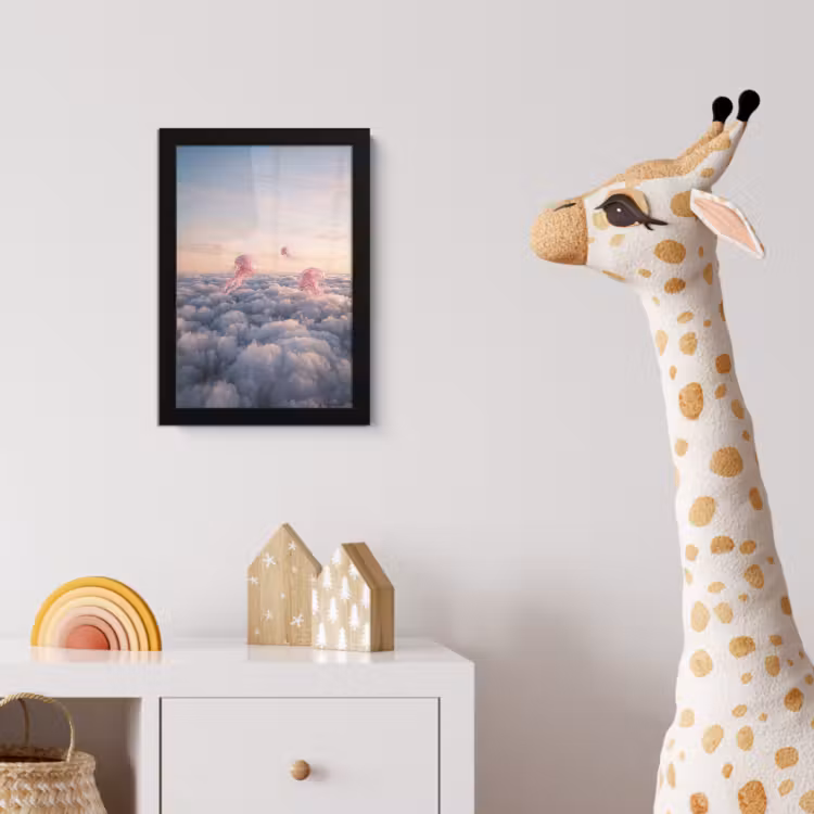 Poster met lijst - Roze dier - Wolken — 5