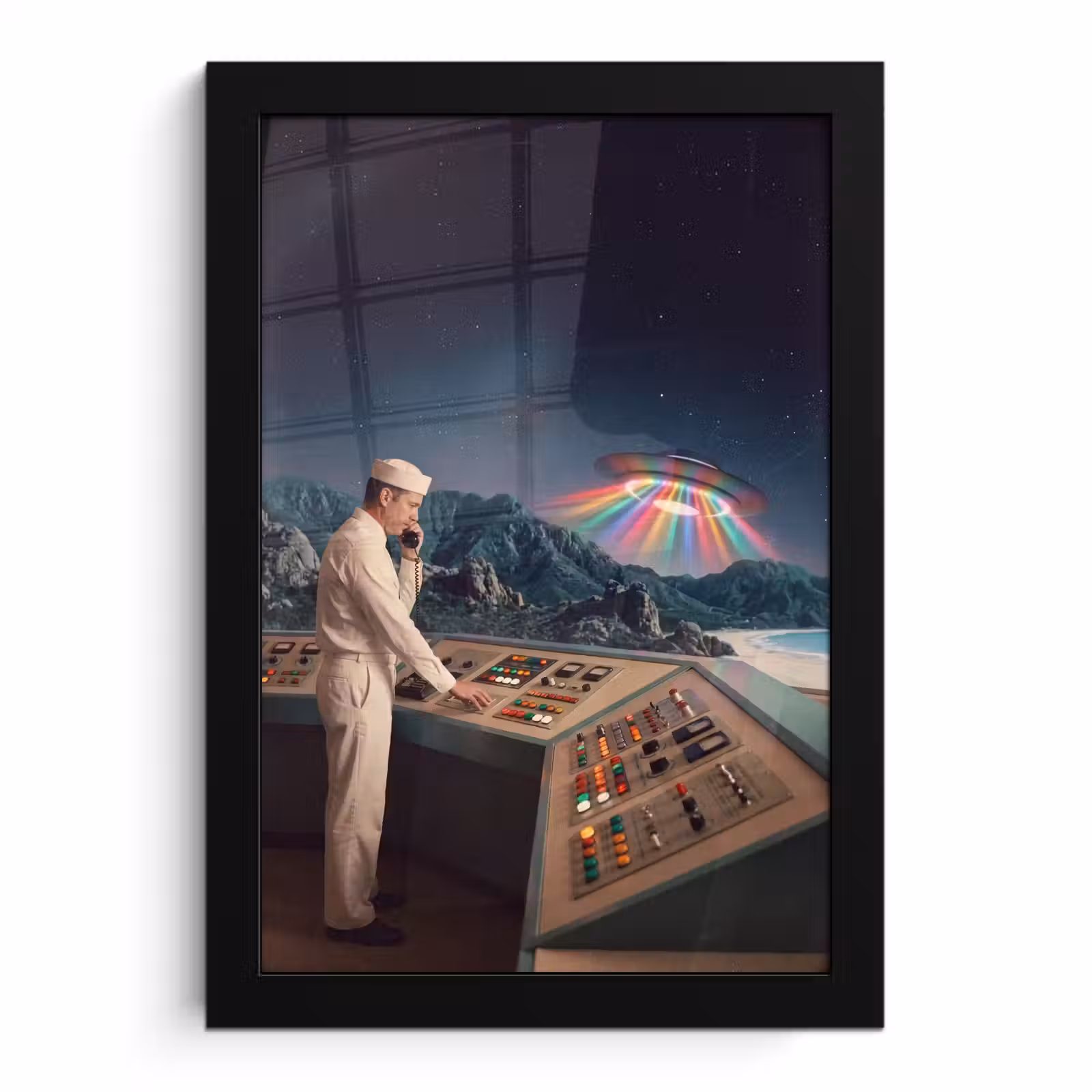 Poster met lijst - Man - Controlekamer - Strand — 1