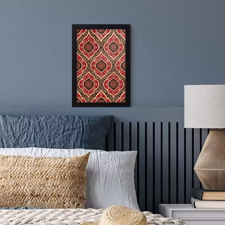 Poster met lijst - Patroon - Ornament - Barok - Rood - Goud — 4