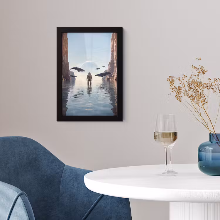 Poster met lijst - Ruimtevaarder - Walvis - Fantasie — 2