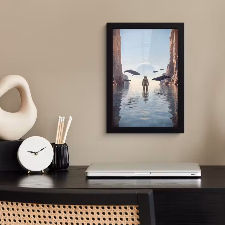 Poster met lijst - Ruimtevaarder - Walvis - Fantasie — 3