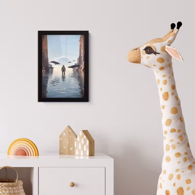Poster met lijst - Ruimtevaarder - Walvis - Fantasie — 5