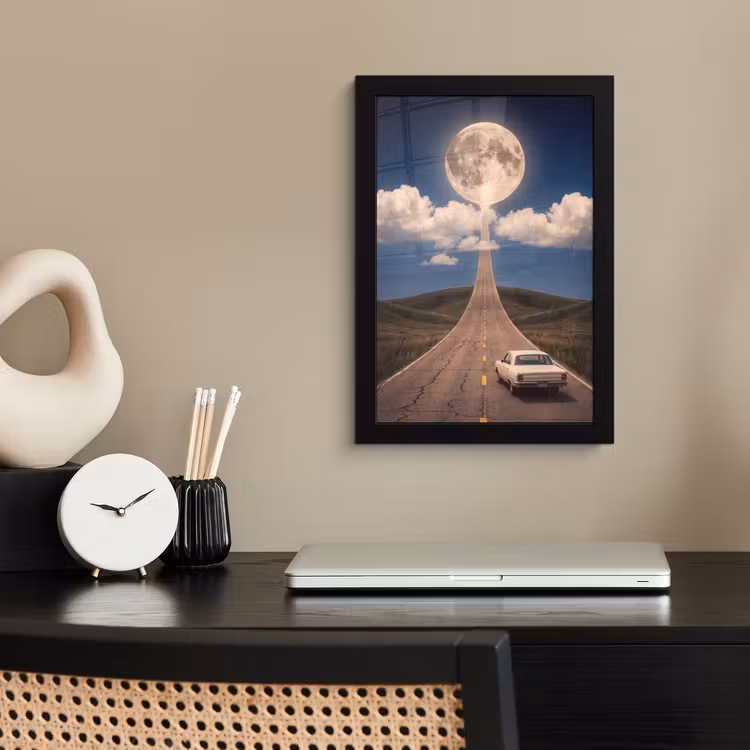Poster met lijst - Weg - Maan - Nacht — 3