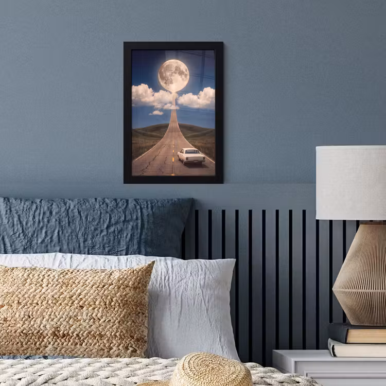 Poster met lijst - Weg - Maan - Nacht — 4