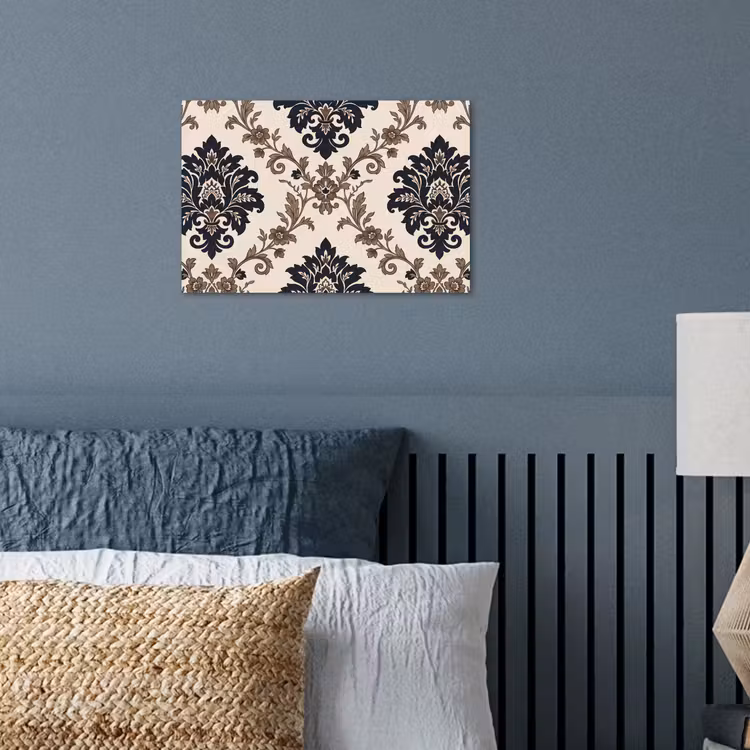 Poster - Patroon - Floraal - Klassiek - Beige-blauw — 3