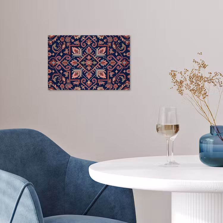 Poster - Patroon - Oosters - Floraal - Blauw - Klassiek — 4