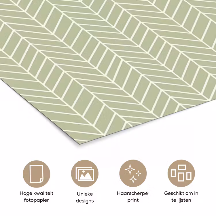 Poster - Saliegroen - Visgraat - Geometrisch - Patroon — 5