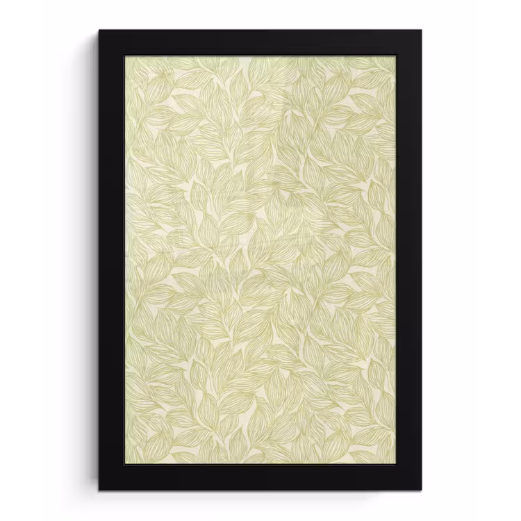 Poster met lijst - Saliegroen - Botanisch - Bladeren - Handgetekend - Patroon — 1