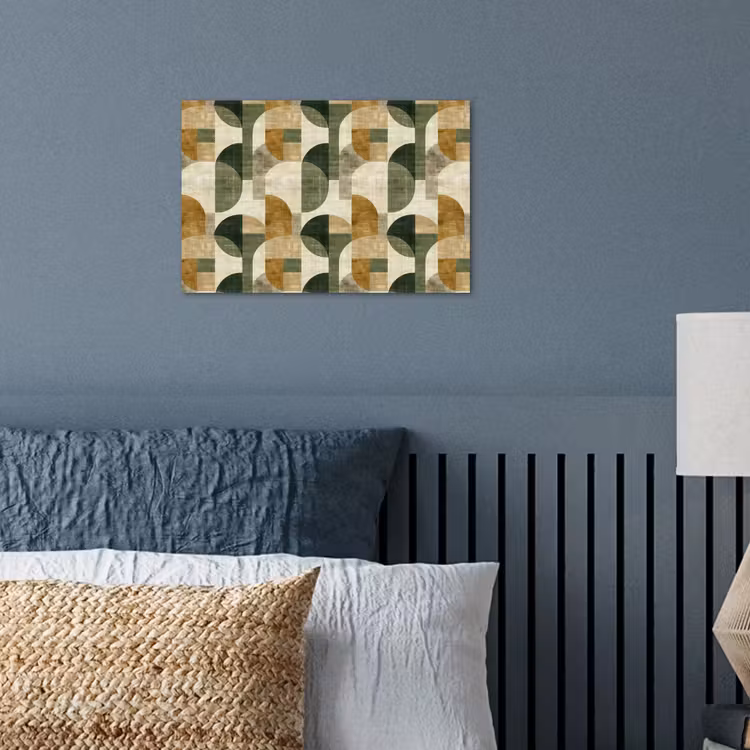 Poster - Olijfgroen - Geometrisch - Abstract - Mid-Century - Linnen - Patroon — 3