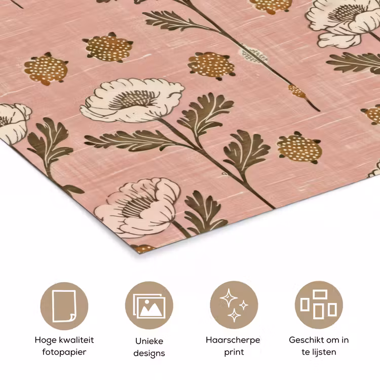 Poster - Roze - Bloemen - Vintage - Textuur — 5