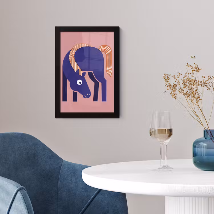 Poster met lijst - Paard - Abstract - Dieren - Modern - Blauw — 2
