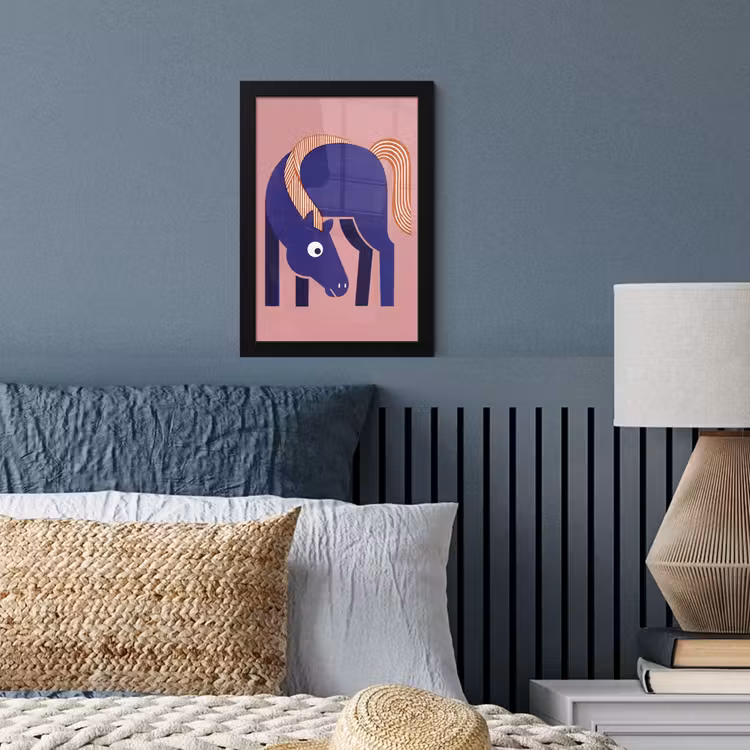 Poster met lijst - Paard - Abstract - Dieren - Modern - Blauw — 4